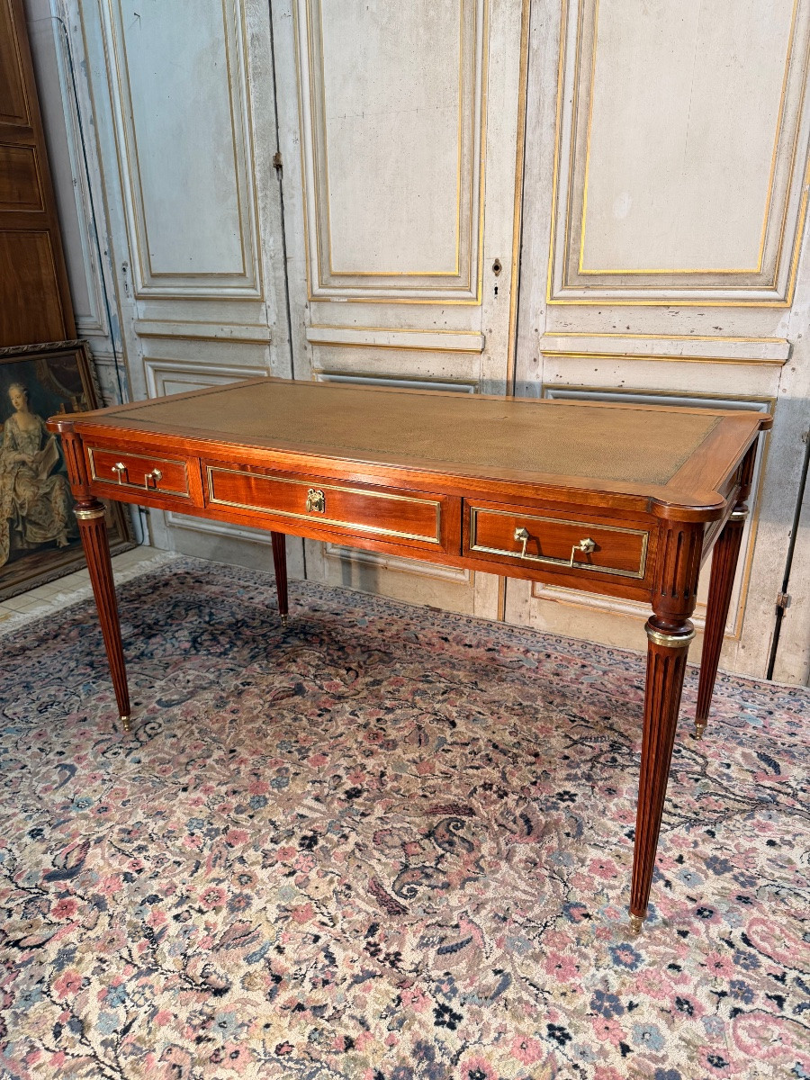 Large Louis XVI Style Desk Stamped André Mailfert-photo-2