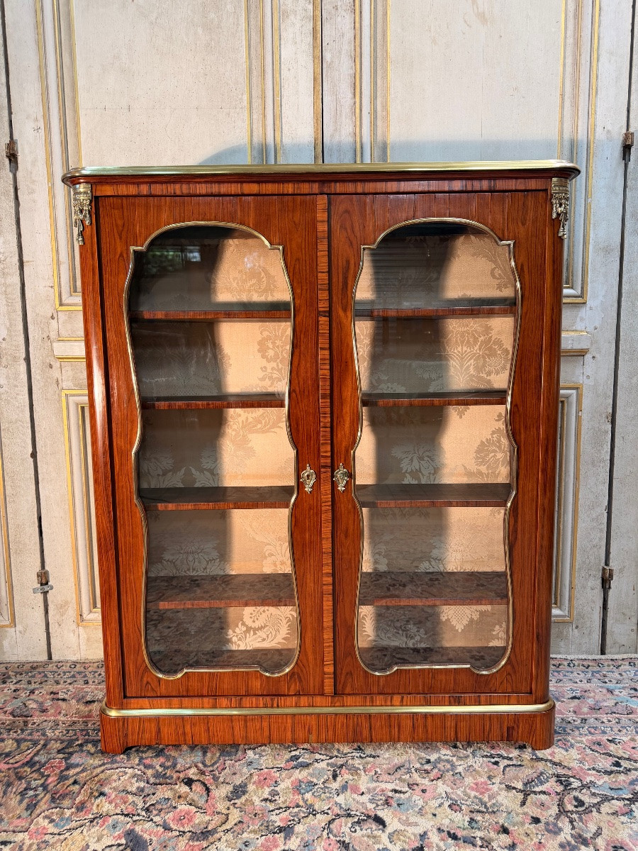 Étroite Vitrine de collectionneur fin du 19 eme en bois de rose -photo-2