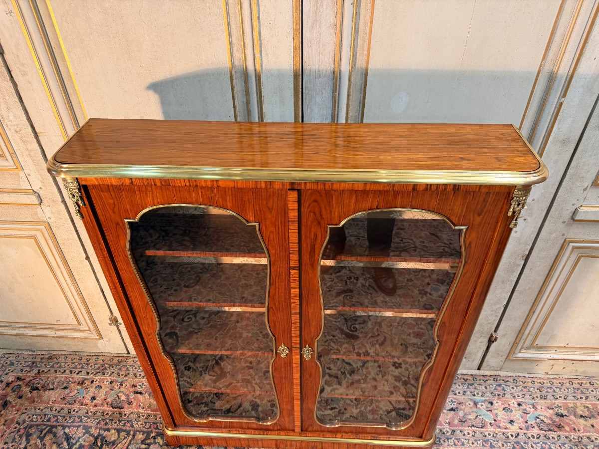 Étroite Vitrine de collectionneur fin du 19 eme en bois de rose -photo-1