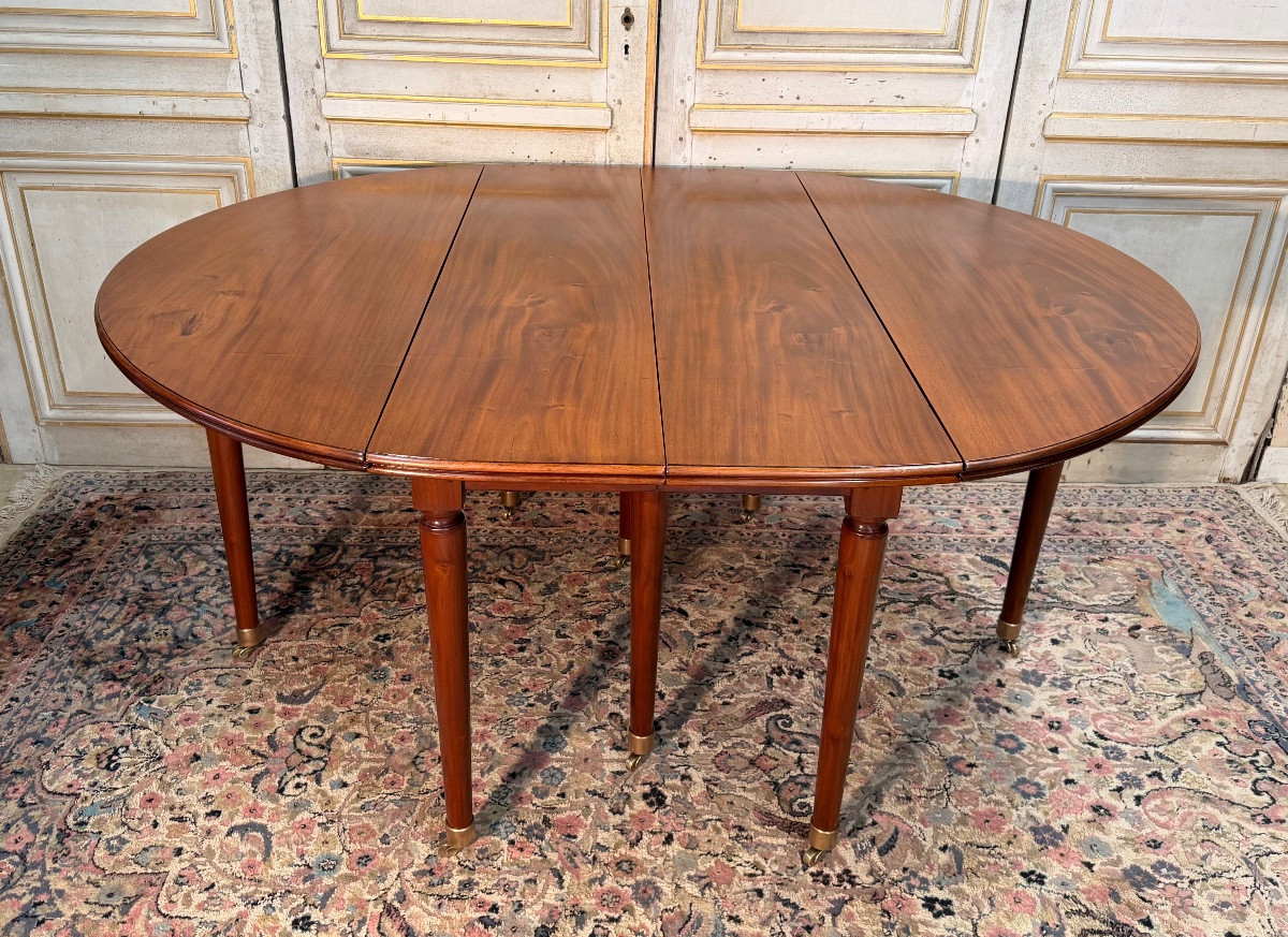 Large Mahogany Dining Table Louis XVI 19th Century-photo-4
