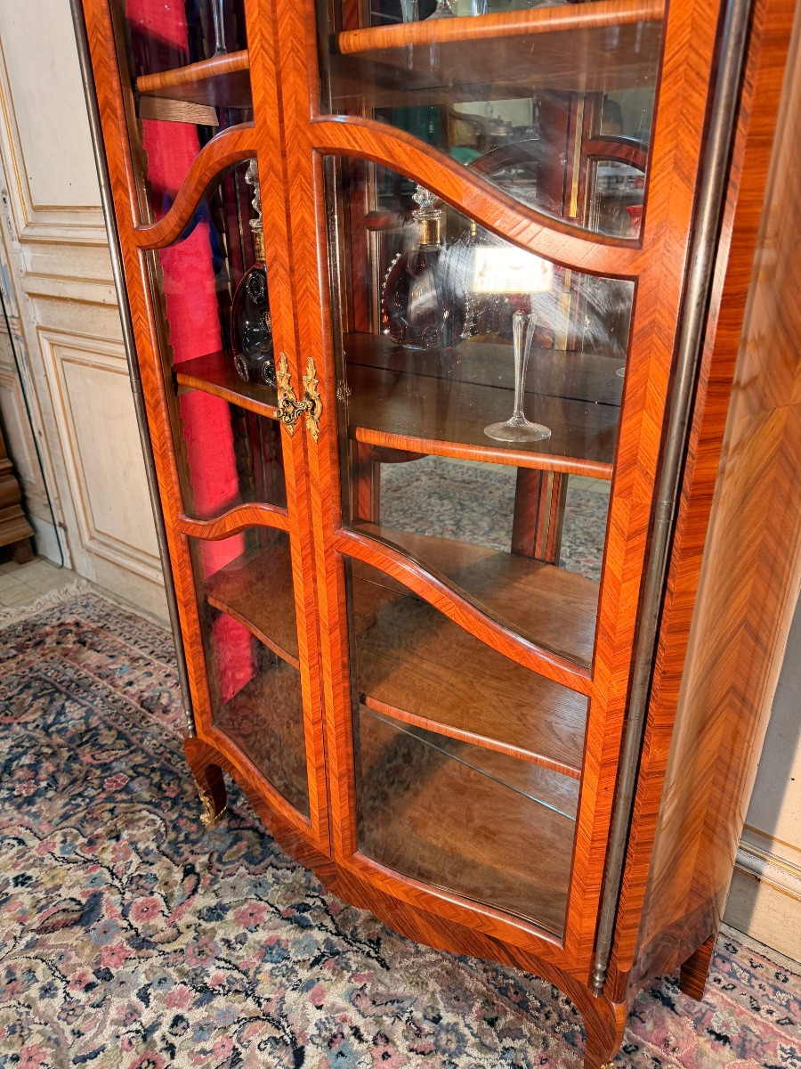 Curved Marquetry Display Case Stamped Mailfert-photo-1