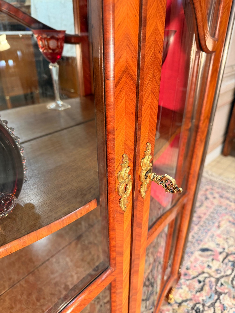 Curved Marquetry Display Case Stamped Mailfert-photo-3