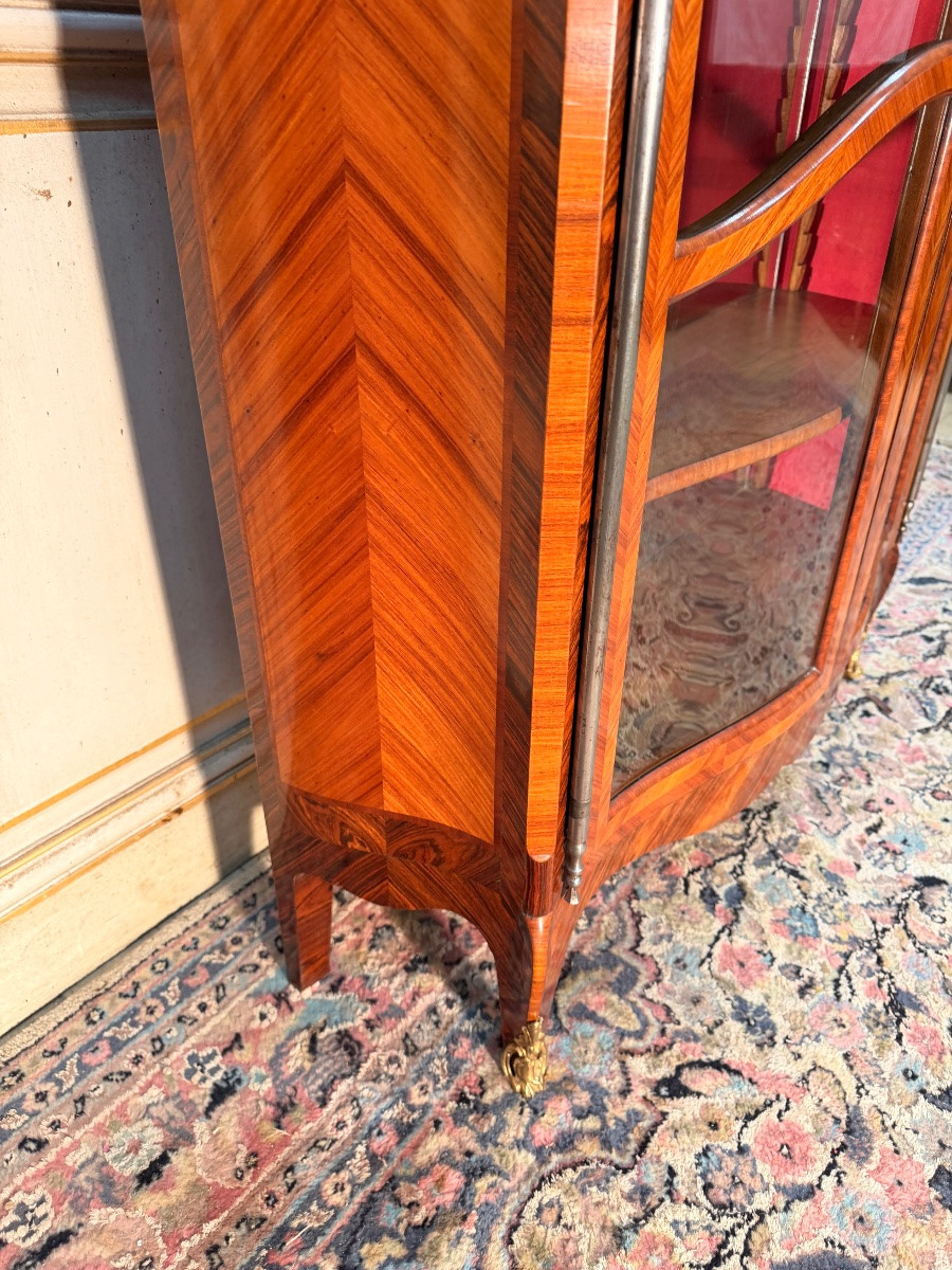 Curved Marquetry Display Case Stamped Mailfert-photo-4