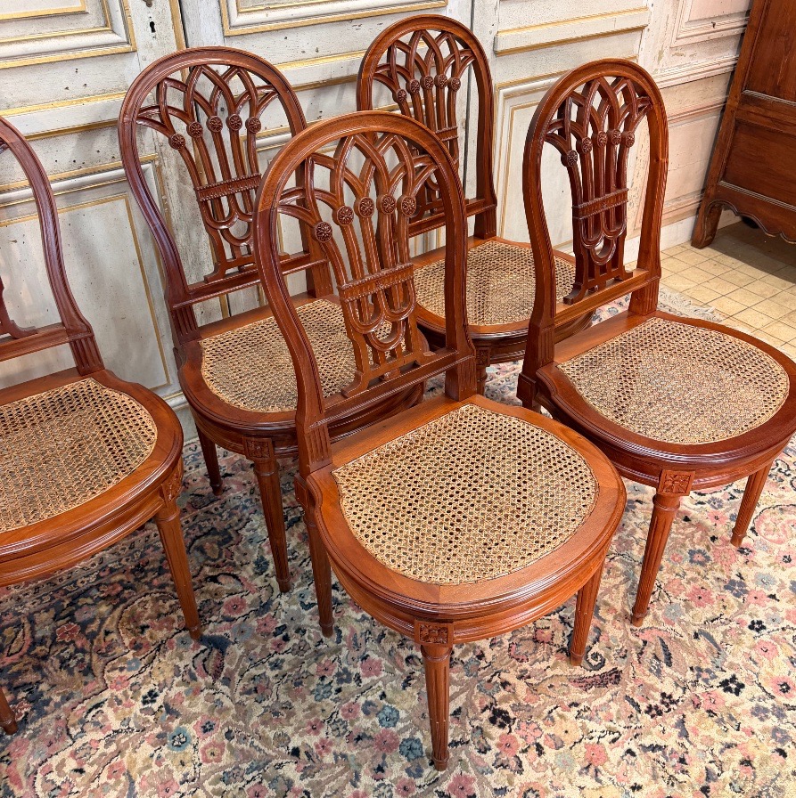6 chaises en acajou de style Louis XVI modèle de Jacob -photo-1