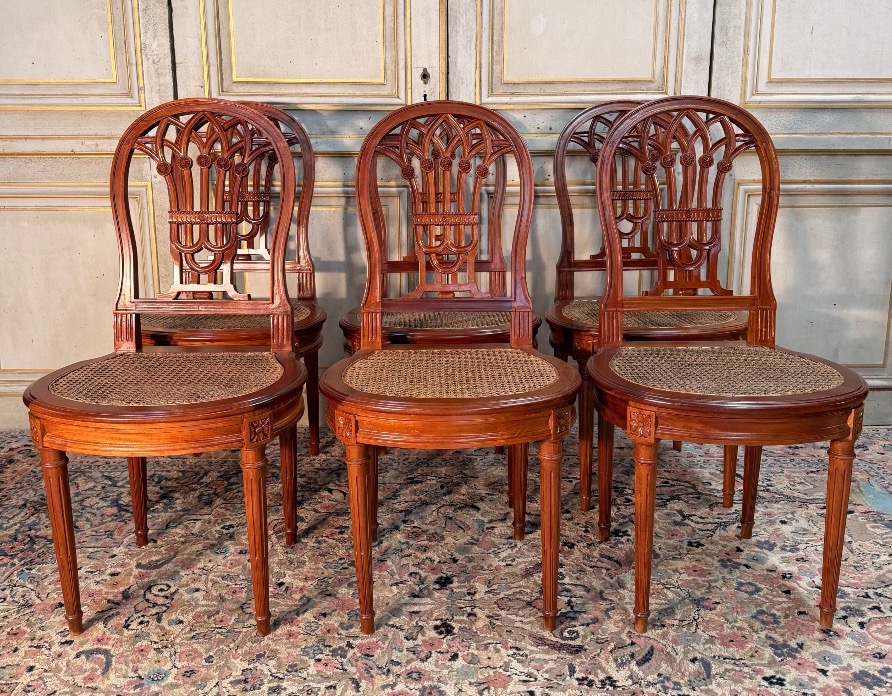 6 chaises en acajou de style Louis XVI modèle de Jacob 