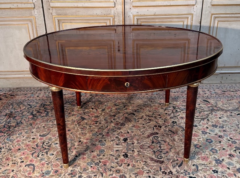 Grande table à jeux en acajou d époque Louis XVI -photo-2
