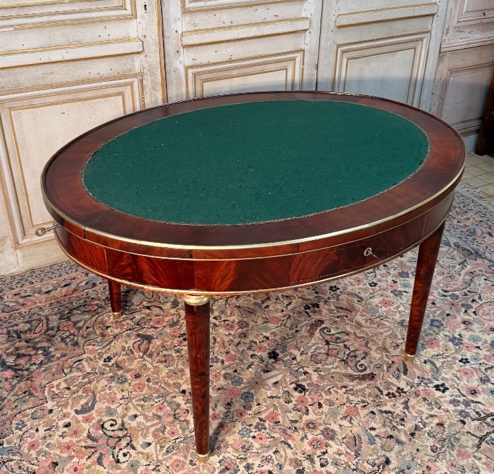Grande table à jeux en acajou d époque Louis XVI -photo-3