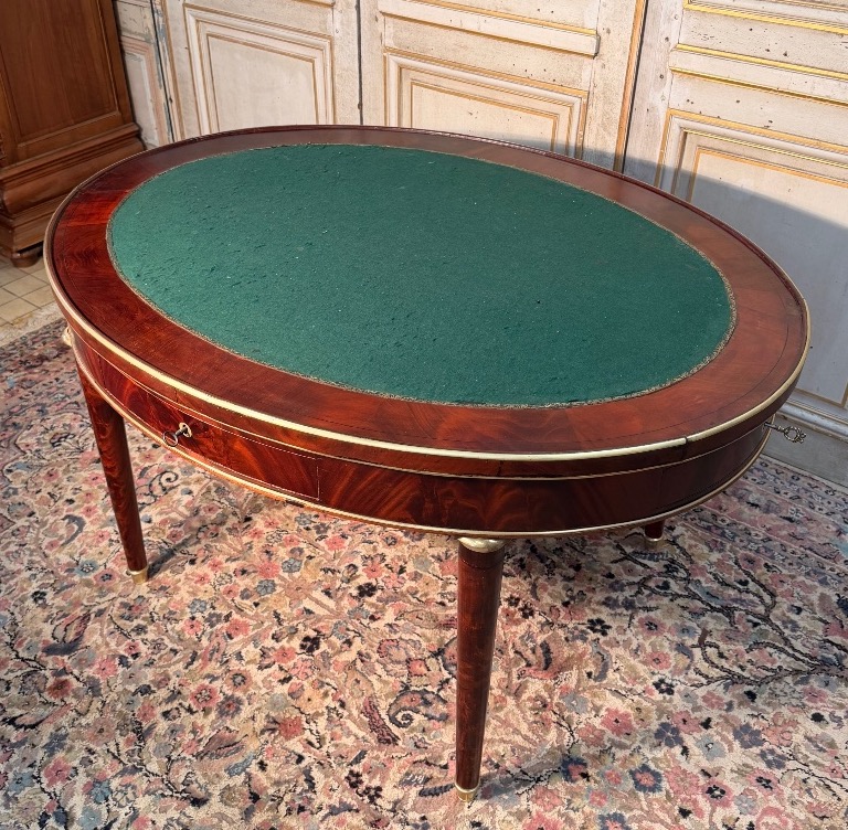 Grande table à jeux en acajou d époque Louis XVI -photo-1