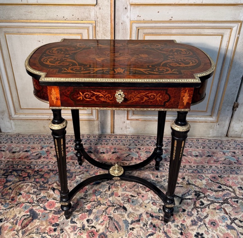 Table travailleuse Napoléon en marqueterie fine -photo-6
