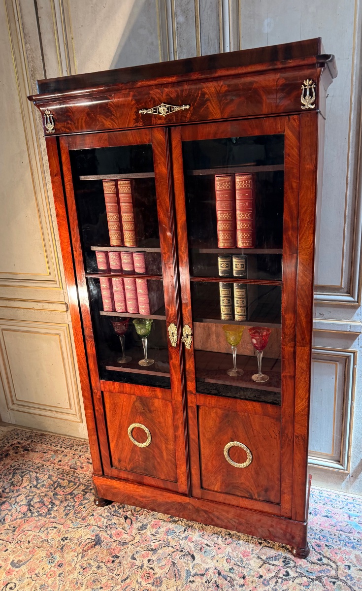 Small 19th-century Mahogany Bookcase, Louis Philippe Style -photo-2
