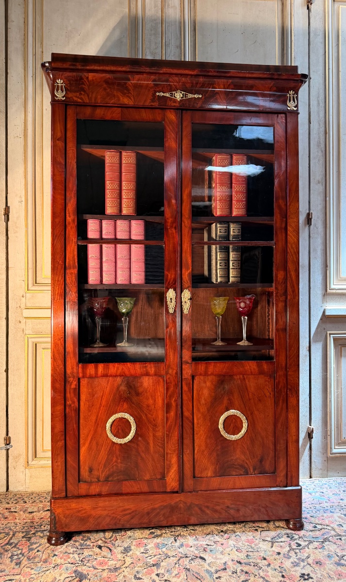 Small 19th-century Mahogany Bookcase, Louis Philippe Style 