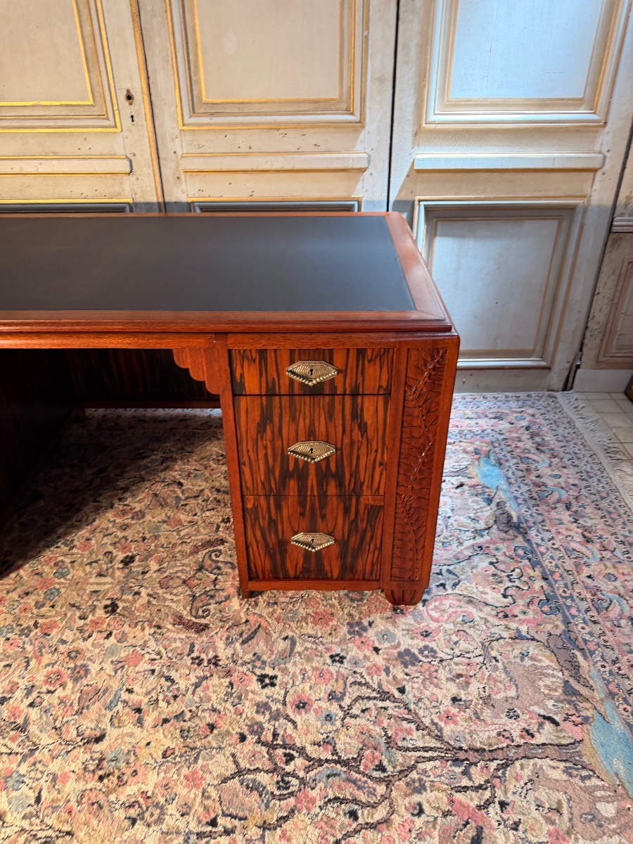 Large Art Nouveau Desk Made Of Macassar Ebony-photo-2
