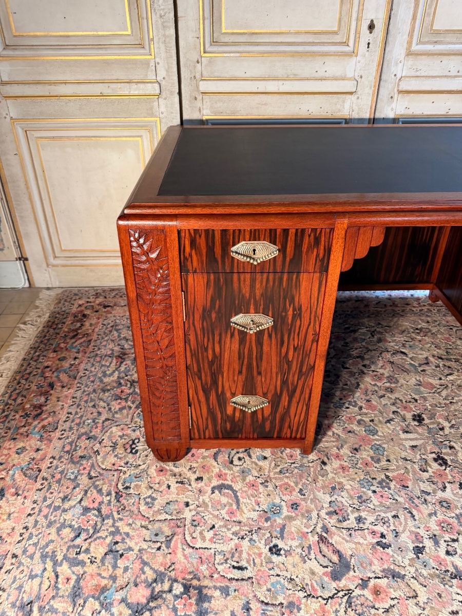 Large Art Nouveau Desk Made Of Macassar Ebony-photo-3