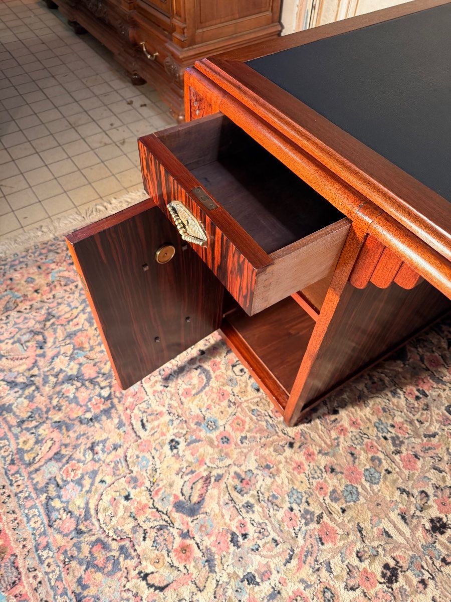 Large Art Nouveau Desk Made Of Macassar Ebony-photo-2