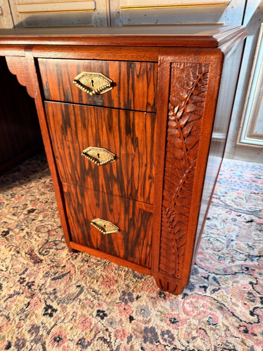 Large Art Nouveau Desk Made Of Macassar Ebony-photo-3