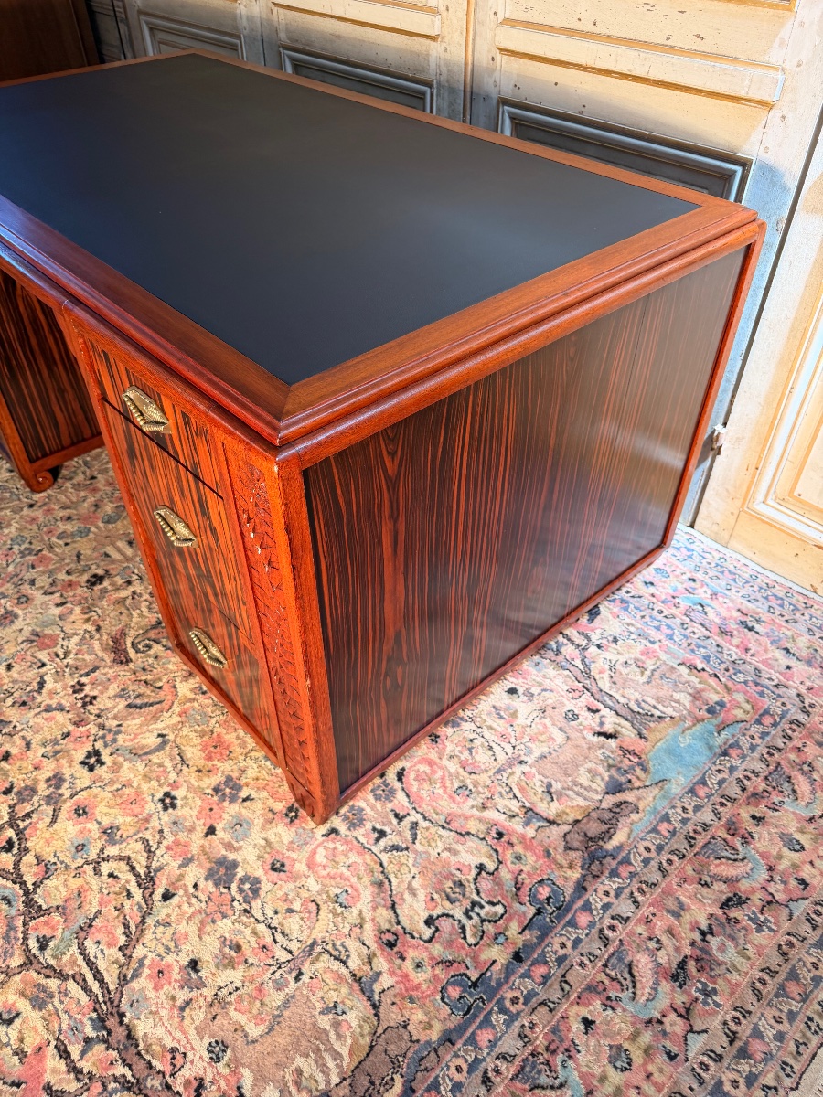 Large Art Nouveau Desk Made Of Macassar Ebony-photo-4