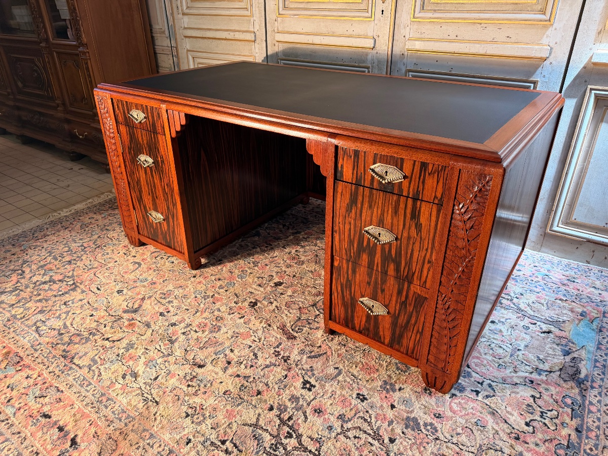 Large Art Nouveau Desk Made Of Macassar Ebony-photo-5