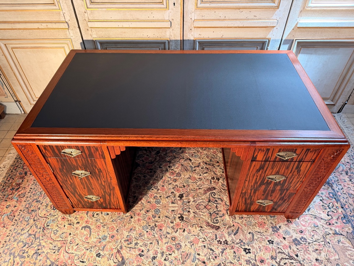Large Art Nouveau Desk Made Of Macassar Ebony-photo-6