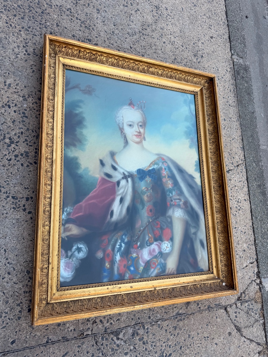 Pastel 18 eme Marie Thérèse d ‘Autriche épouse de Louis XIV -photo-2
