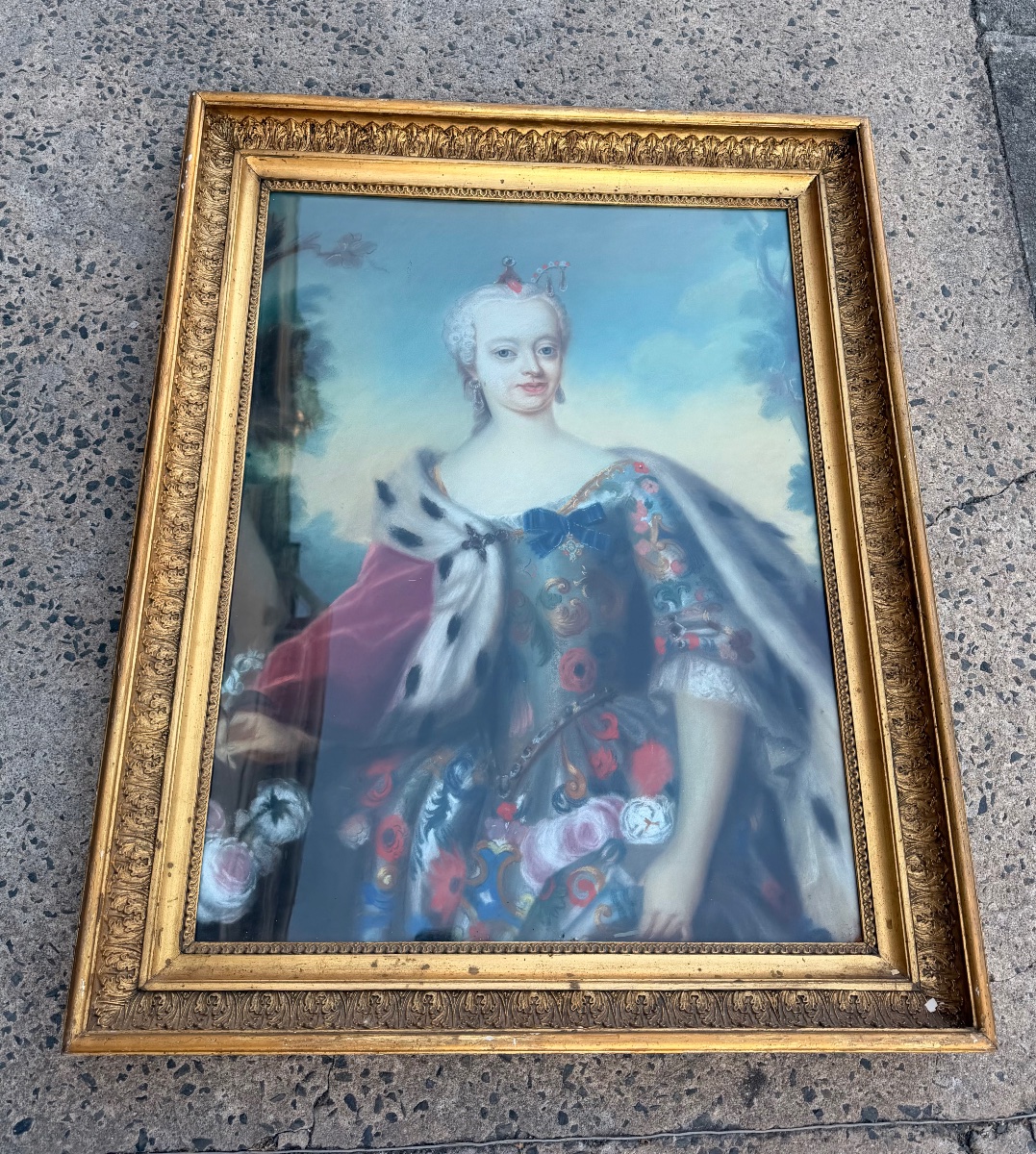 Pastel 18 eme Marie Thérèse d ‘Autriche épouse de Louis XIV 