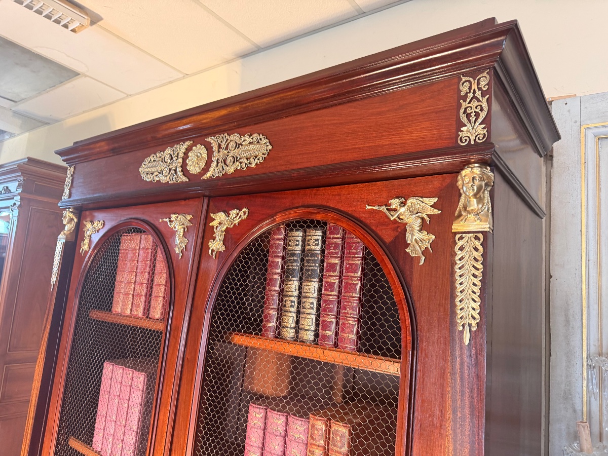 Empire-style Mahogany Bookcase With Bronze Accents -photo-1