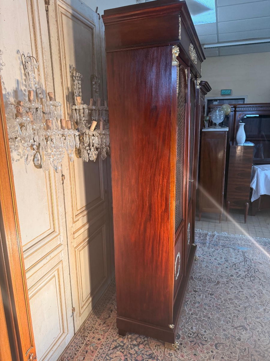 Empire-style Mahogany Bookcase With Bronze Accents -photo-4