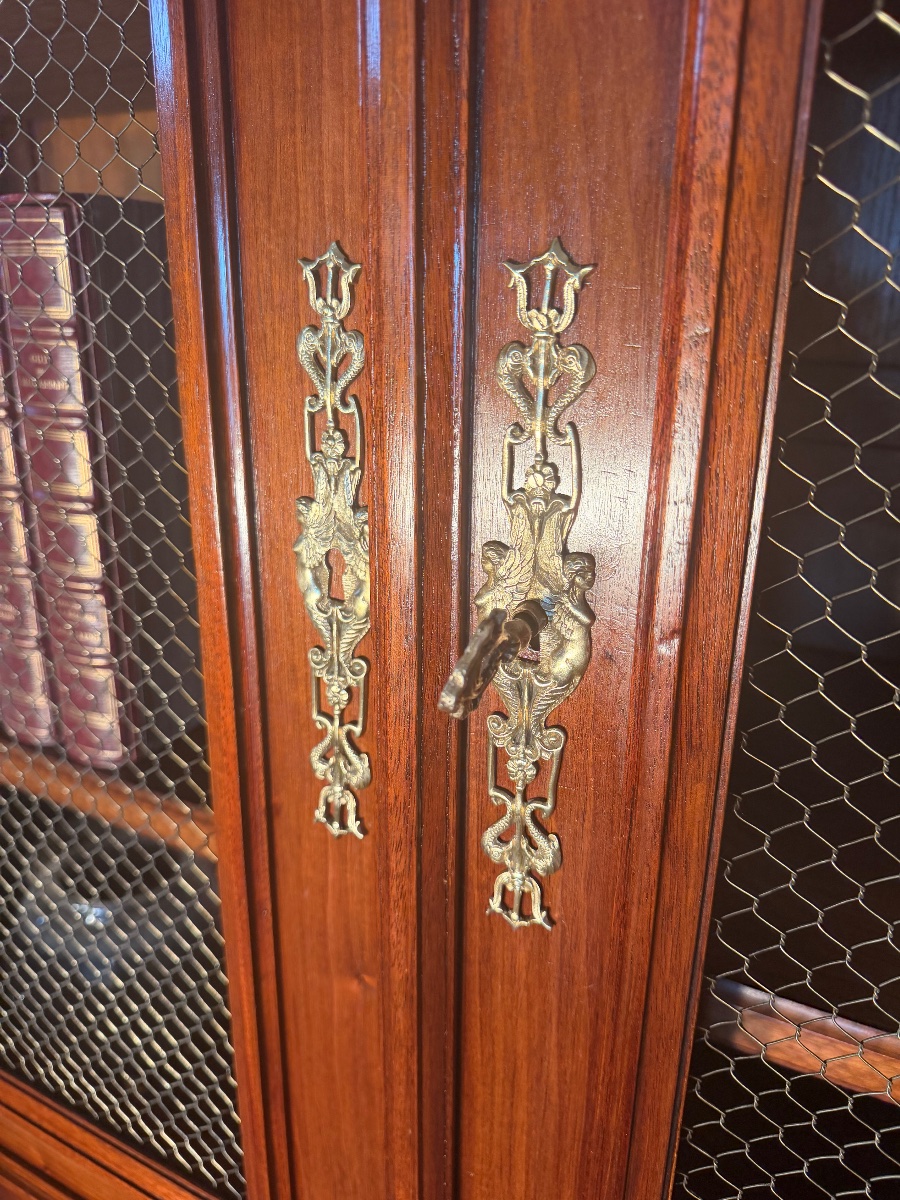 Empire-style Mahogany Bookcase With Bronze Accents -photo-7