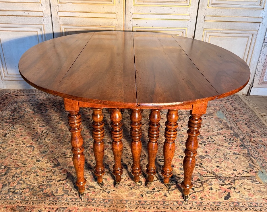 Table de salle à manger à  14 pieds en noyer 19 eme siècle -photo-2