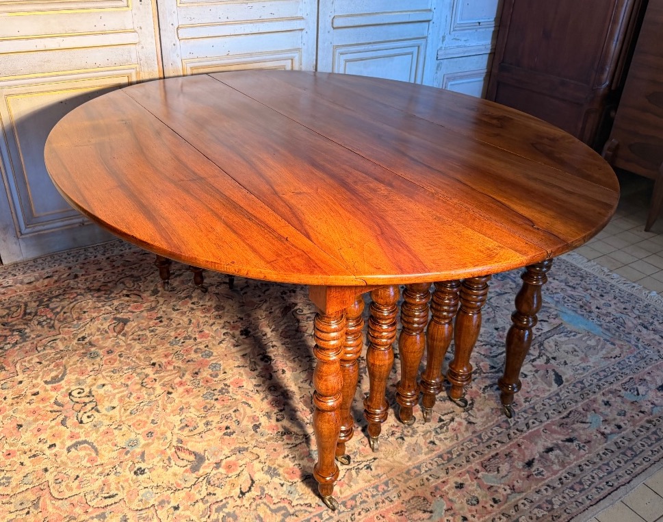 Table de salle à manger à  14 pieds en noyer 19 eme siècle -photo-3