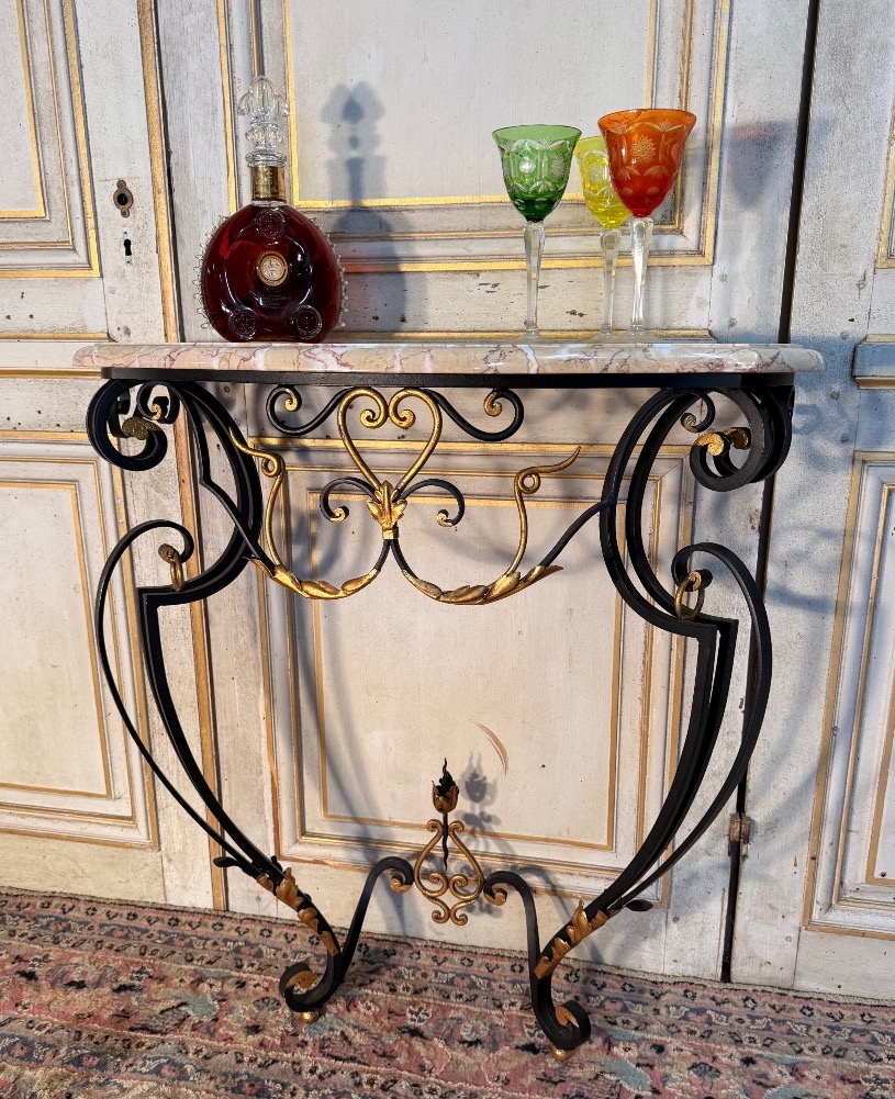 Small Louis XV-style Wrought-iron Console Table 