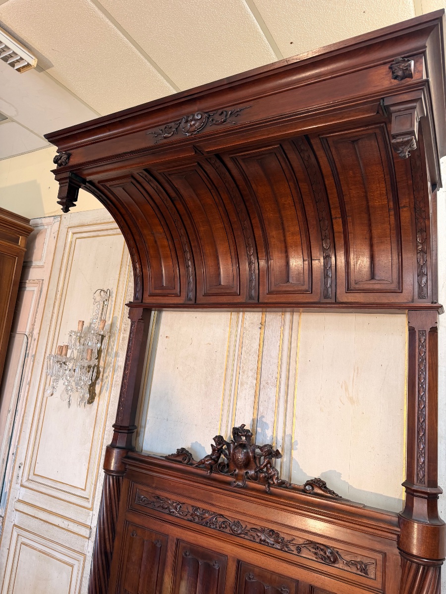 Lit de château de style renaissance en noyer 19 eme -photo-2