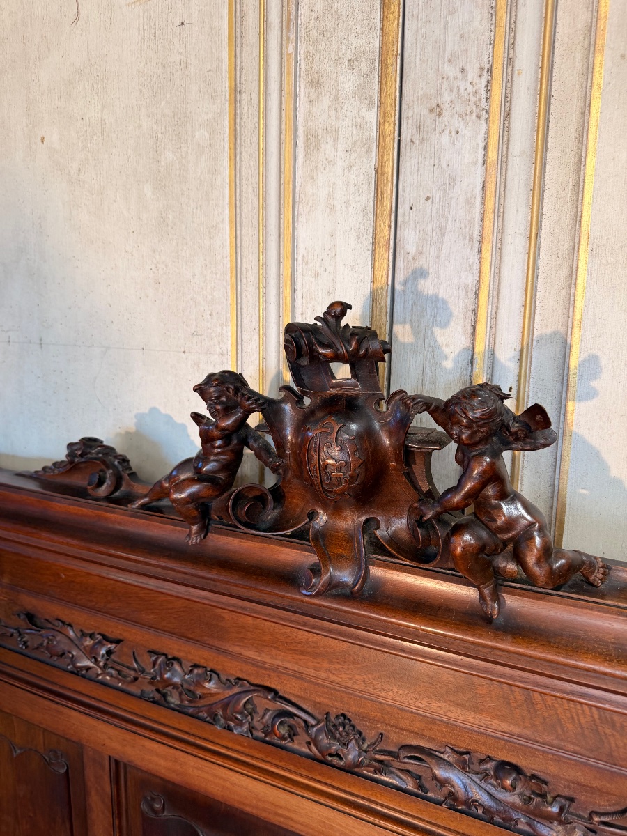 Lit de château de style renaissance en noyer 19 eme -photo-3