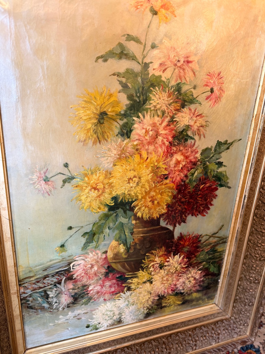 Grand tableau fleuri HST Marthe Bousquet 1886-1950-photo-3