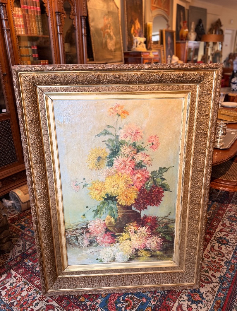 Grand tableau fleuri HST Marthe Bousquet 1886-1950-photo-1