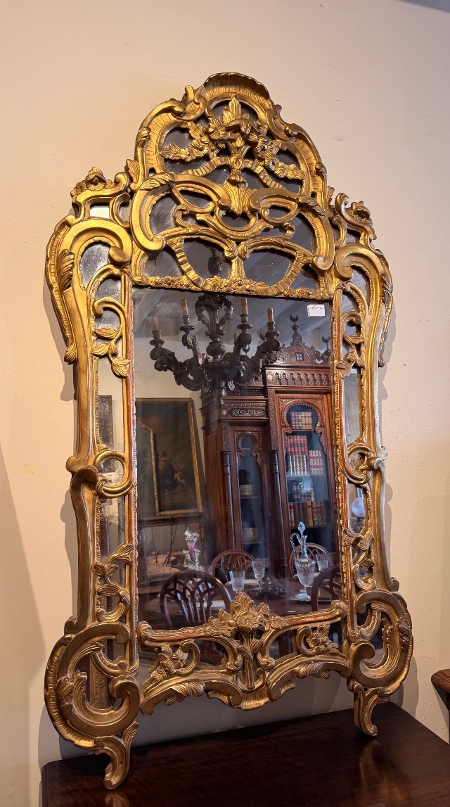 Miroir d époque Louis XV en bois doré 18 eme à pareclose -photo-2
