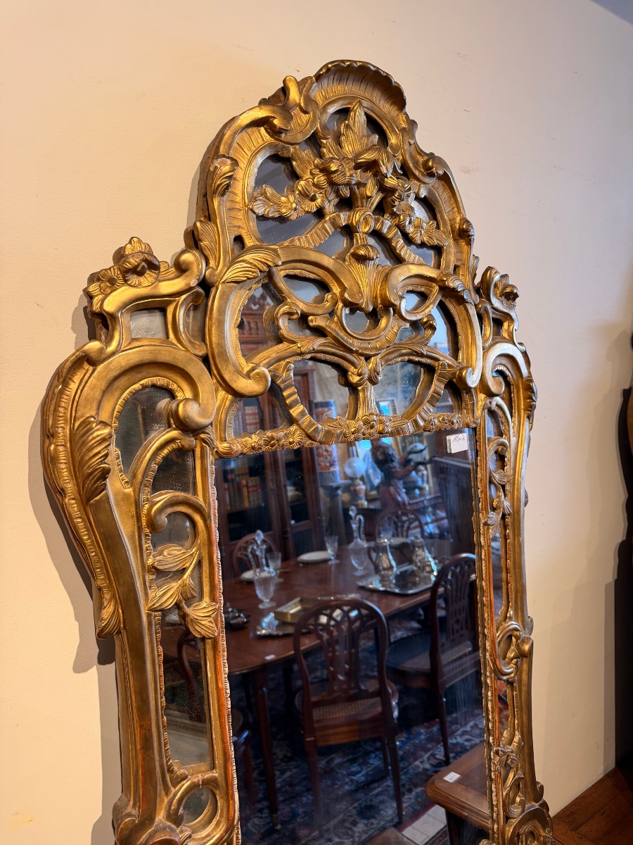 Miroir d époque Louis XV en bois doré 18 eme à pareclose -photo-1