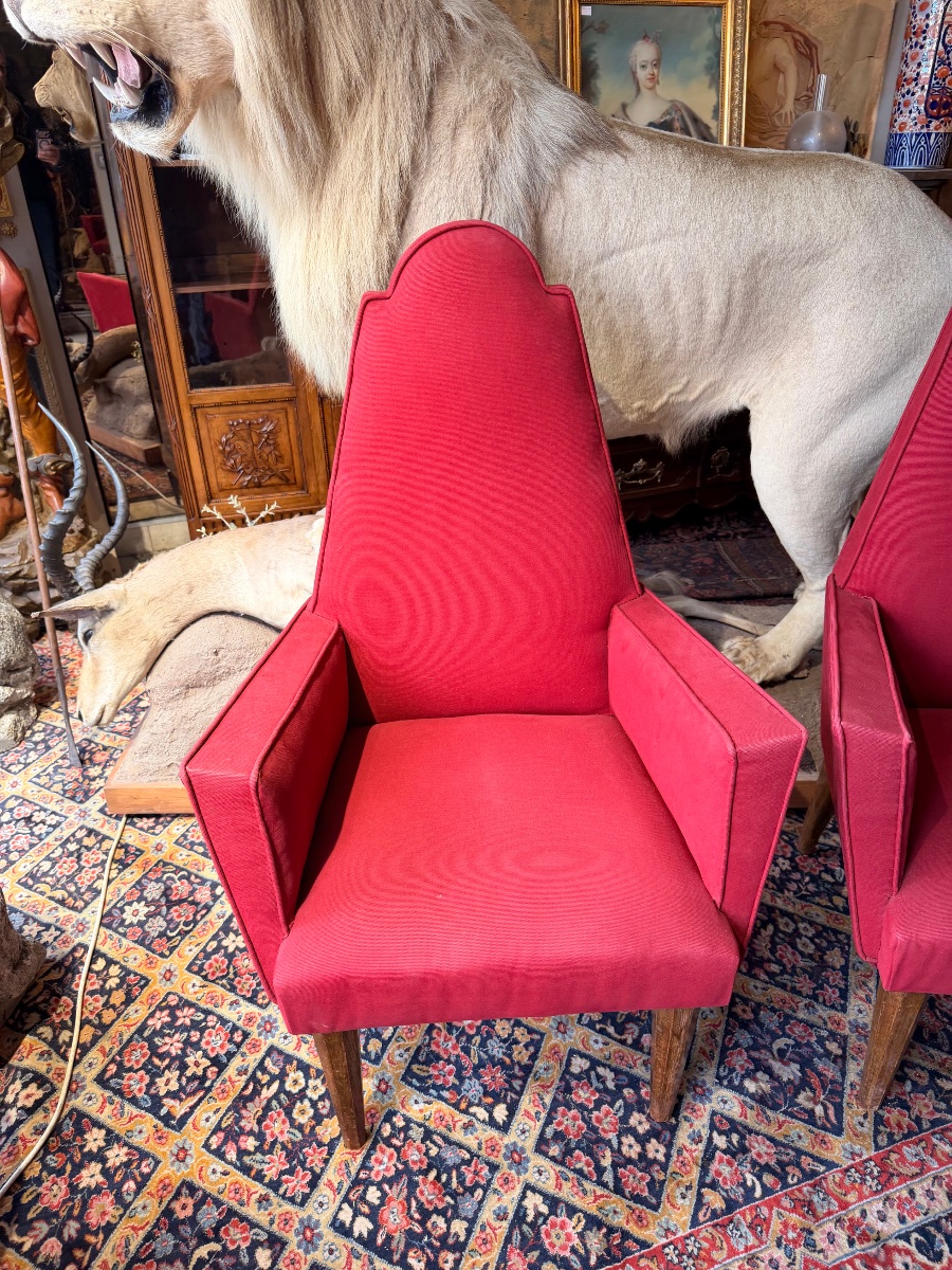 Pair Of Large Art Deco Armchairs -photo-3