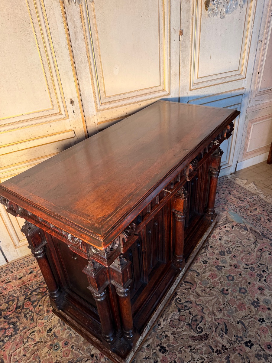 Neo-gothic Walnut Sideboard -photo-1