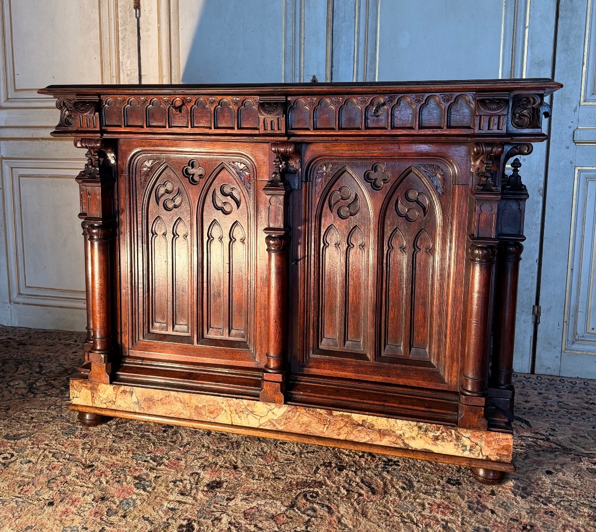 Neo-gothic Walnut Sideboard 