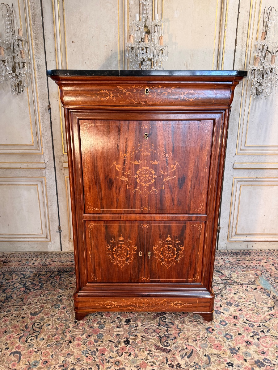 Secrétaire Charles X en palissandre et citronnier 19 eme -photo-2