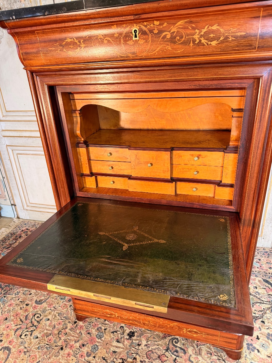 Secrétaire Charles X en palissandre et citronnier 19 eme -photo-1