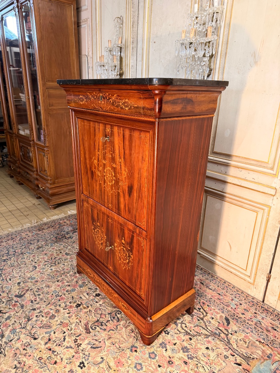 Secrétaire Charles X en palissandre et citronnier 19 eme -photo-2