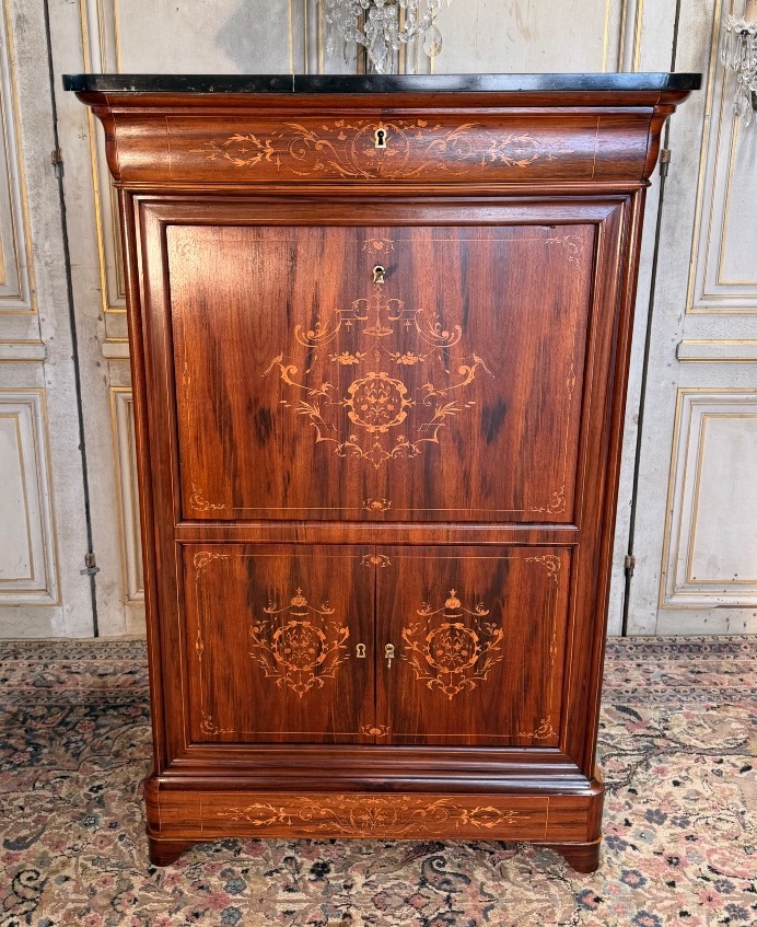 Secrétaire Charles X en palissandre et citronnier 19 eme 