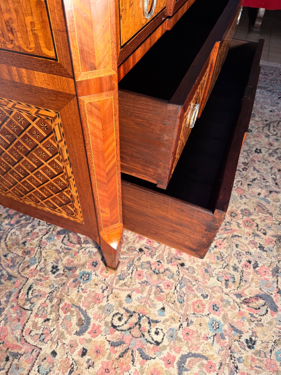 Commode d époque Louis XVI 18 eme en marqueterie -photo-5