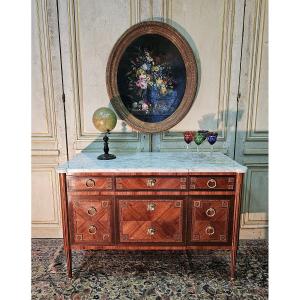 Louis XVI Mercier Frères Paris Commode In Marquetry 20th Century