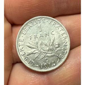 Coin 1 Franc Semeuse Silver 1914c 
