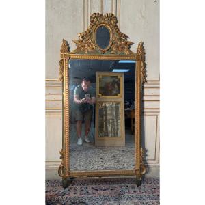 Louis XVI Mirror In Gilded And Carved Wood 