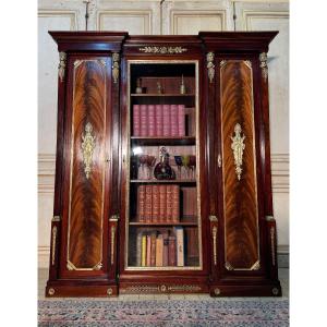 Paire de bibliothèque de style Empire acajou  et bronzes