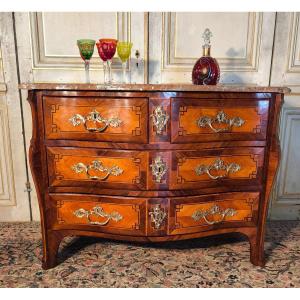 18th Century Louis XV Marquetry Chest Of Drawers 