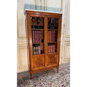 Louis XVI Style Walnut Display Cabinet 